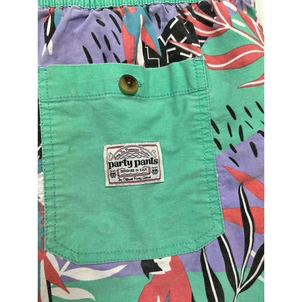Party Pants Swim Trunks Medium Party Animal Tropical Men’s Board Shorts Parrot